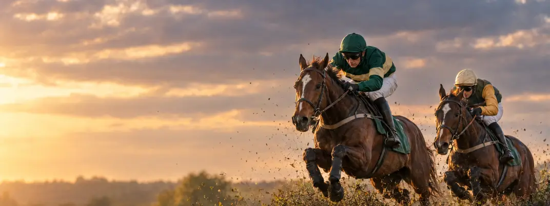 Chevaux sautant un obstacle de steeple-chase